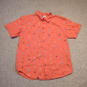 Lifted Research Group Button Up Shirt Mens XXL Pink Tropical Vacation Casual